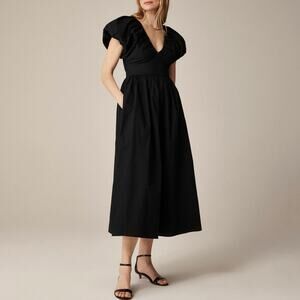 NWT J.Crew Collection Cecily Dress In 100% Cotton Poplin Lined Black Size 6